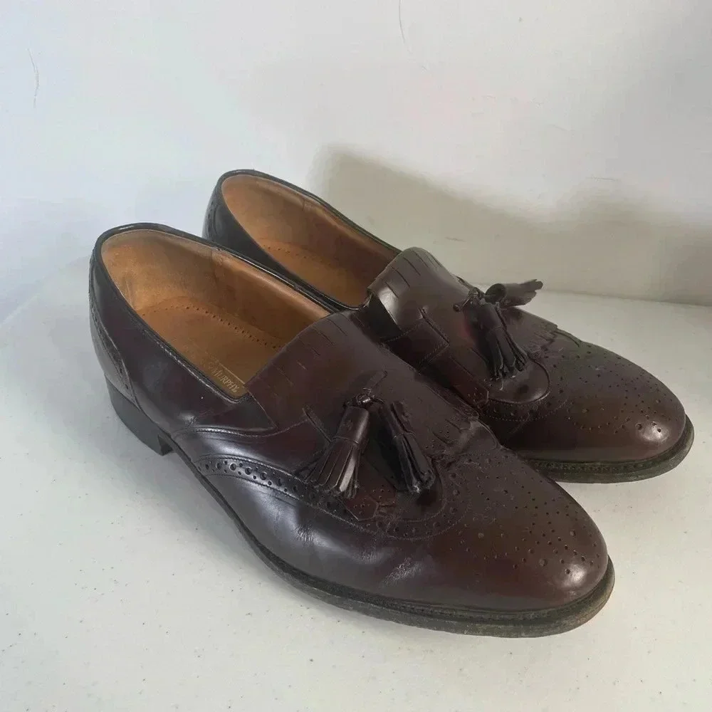 Johnston & Murphy Heritage Dress‎ Shoes Loafers Kiltie Tassel Burgundy Size 10B